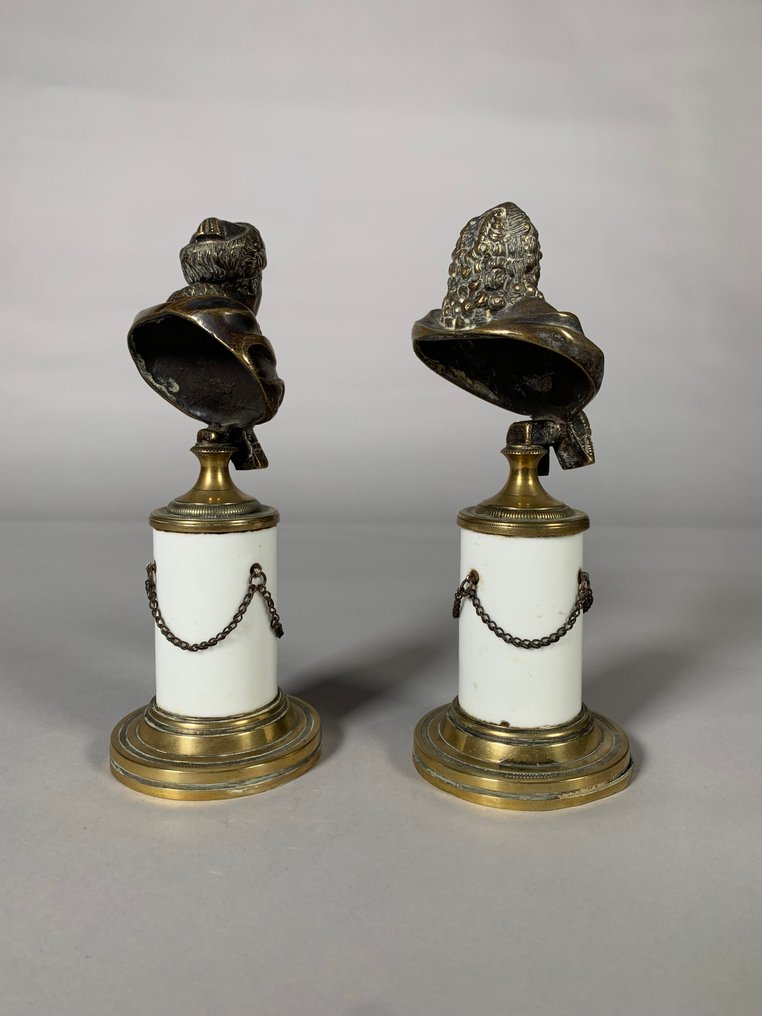 Sculpture, Voltaire et rousseau - 20 cm - Bronze, Porcelain #2.1