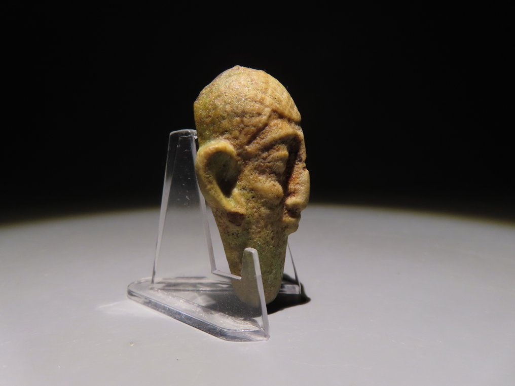 Αρχαία Αιγυπτιακή Faience Ασιατικό κεφάλι. Πτολεμαϊκή περίοδος, περ. 323 - 30 π.Χ. Ύψος 4,5 εκ. #3.2