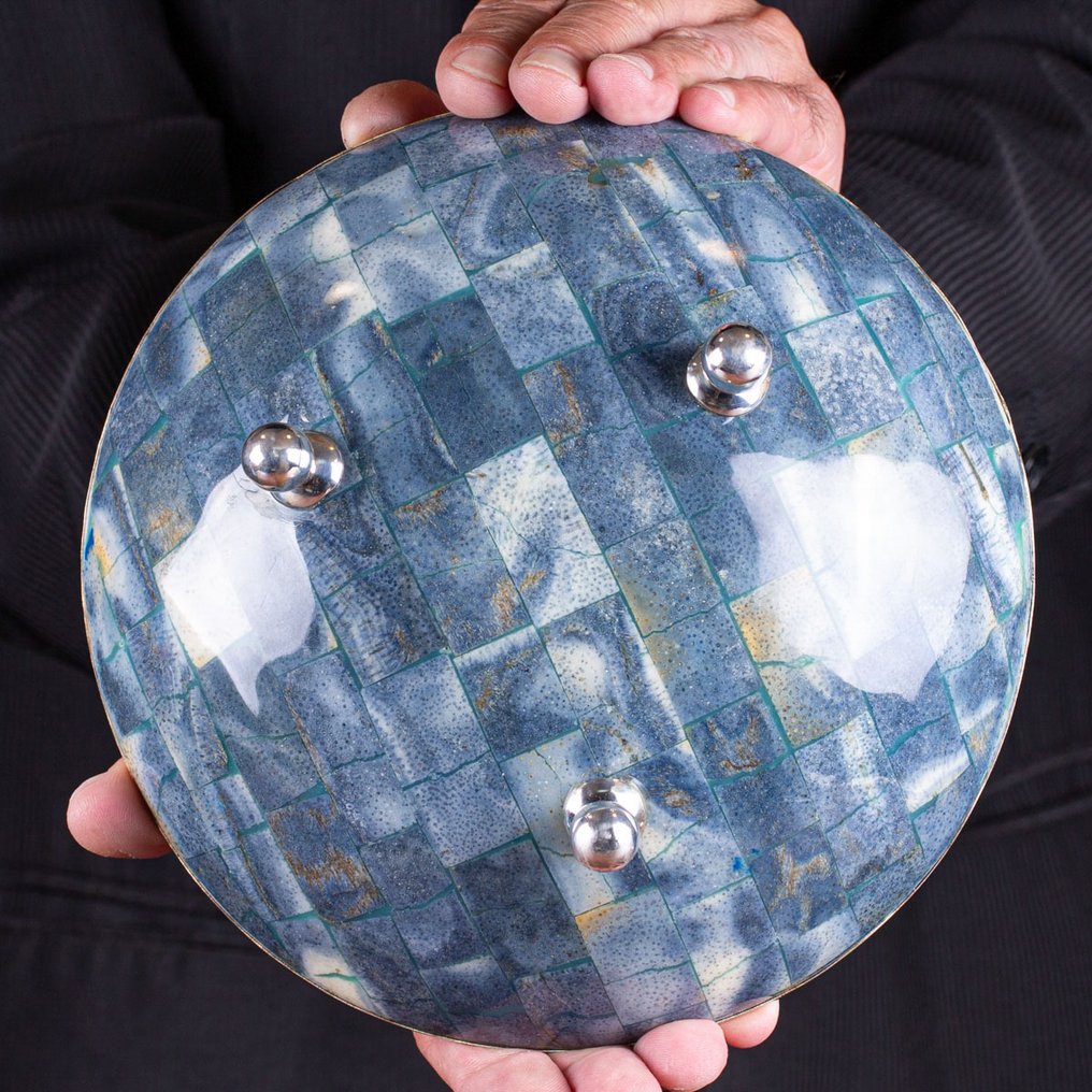 Εξαιρετικό μπλε κοραλλιοειδές μπολ - Ασήμι 925 Ράρο Κοράλλι Μπλε - Heliopora Coerulea. - Ύψος: 200 mm - Πλάτος: 200 mm- 608 g #2.1