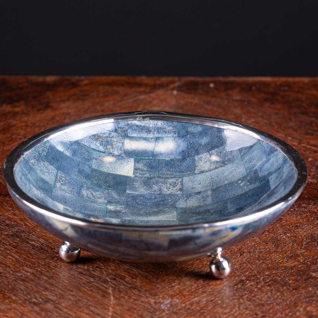 Εξαιρετικό μπλε κοραλλιοειδές μπολ - Ασήμι 925 Ράρο Κοράλλι Μπλε - Heliopora Coerulea. - Ύψος: 200 mm - Πλάτος: 200 mm- 608 g #3.2