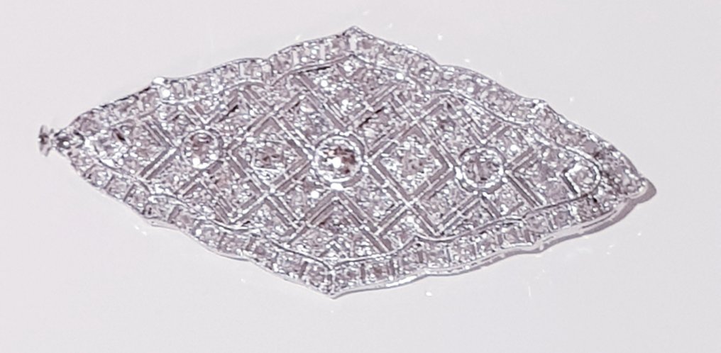 胸針 鉑金 -  3.00ct. tw. 鉆石 (天然)  #2.1