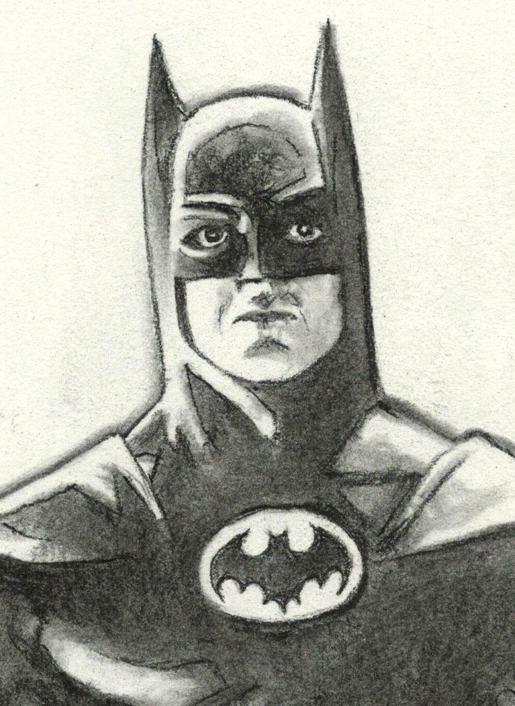 Sanjulian, Manuel - Batman (Szénrajz tisztelgésként) - Hand Signed Original Drawing #4.3