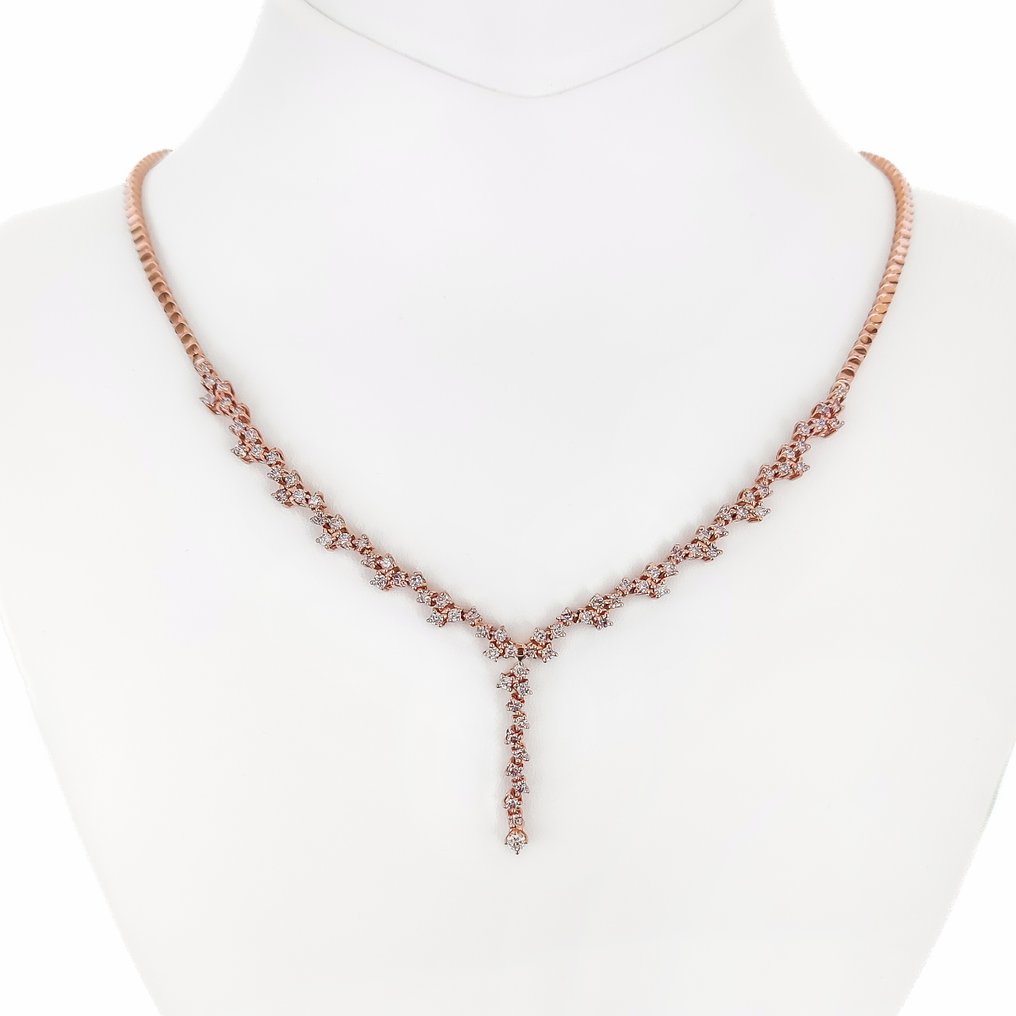 Kaulakoru - 14 kt. Ruusukulta - 2.22ct. tw. Vaaleanpunainen Timantti (Luonnonvärinen) - IGI Certificate #1.0