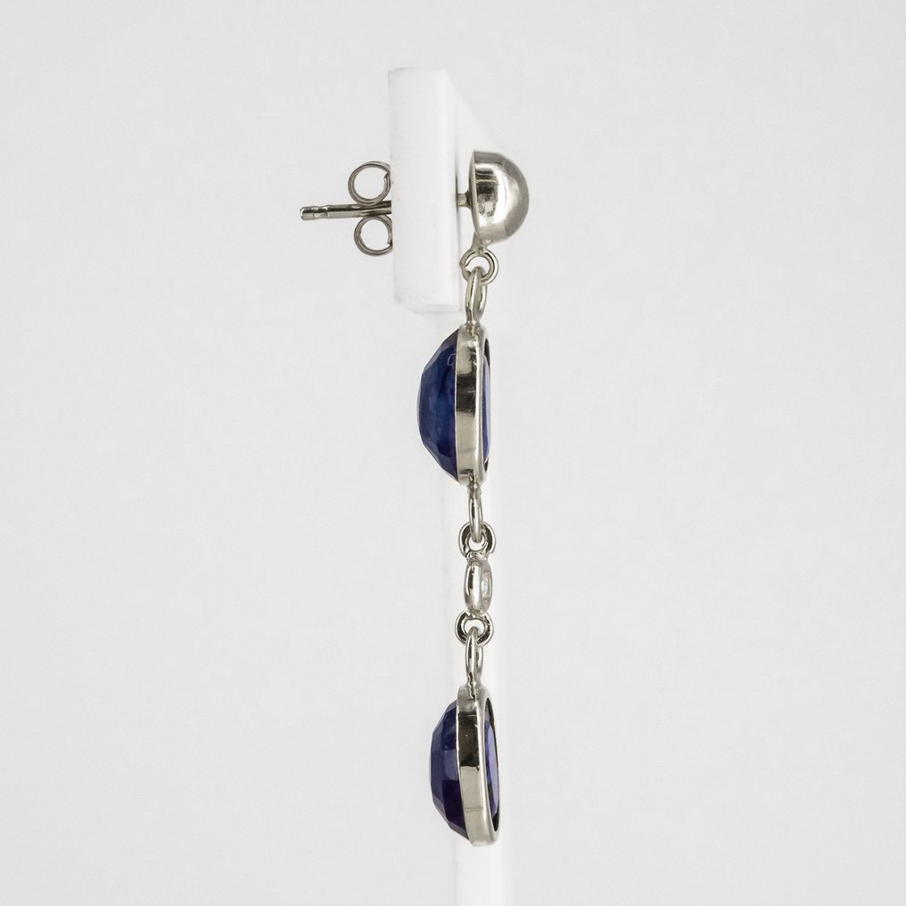 Øredobber - 18 karat Hvitt gull -  4.86ct. tw. Safir - Diamant #2.1