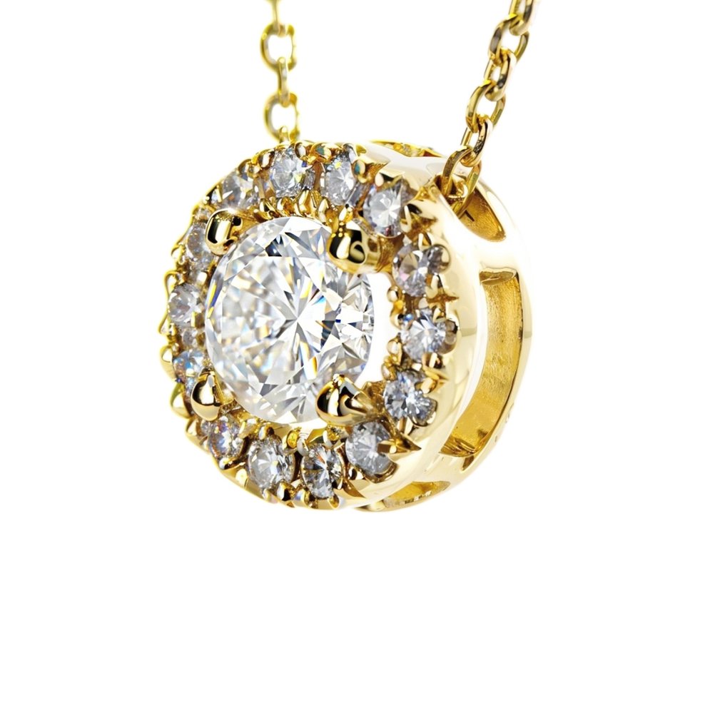 Κολιέ με μενταγιόν - 14 καράτια Κίτρινο χρυσό - 0.36ct. tw. Διαμάντι (Φυσικό) - Διαμάντι #1.0