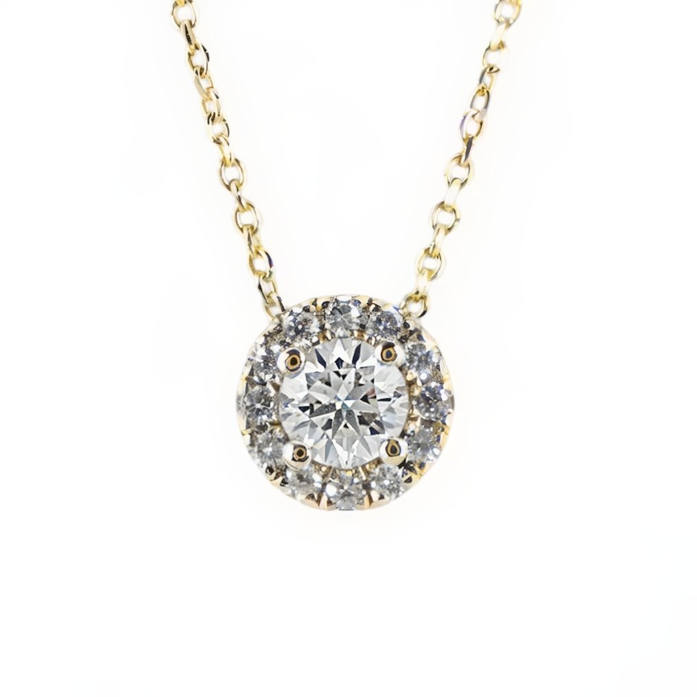 Κολιέ με μενταγιόν - 14 καράτια Κίτρινο χρυσό - 0.36ct. tw. Διαμάντι (Φυσικό) - Διαμάντι #1.0