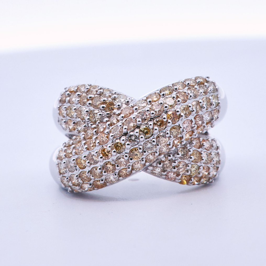 Zonder minimumprijs - Ring - 14 karaat Witgoud - 1,91ct. tw. Diamant (Natuurlijk) - Diamant #1.0