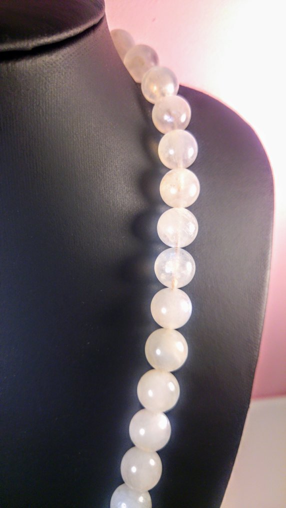 Mondsteinperlen Halskette Strang Runde Perlen - Höhe: 52 cm - Breite: 12 mm- 108 g #4.3
