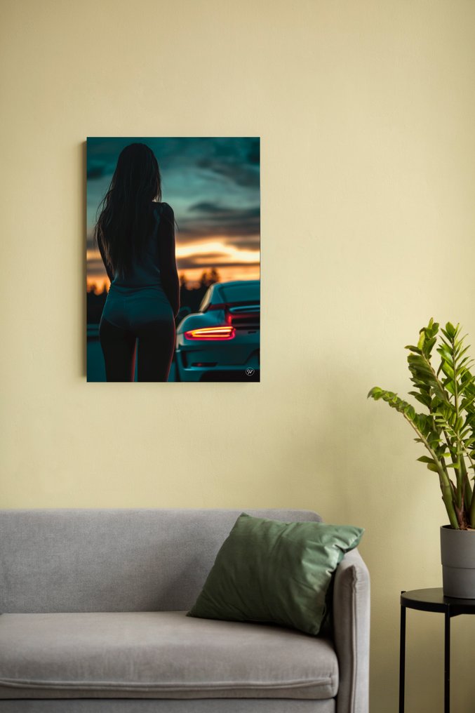 Quadro/opera d’arte med COA - SDIMART 1996 - Sculpted Curves Porsche 911 GT Meets Her Muse WITH COA #3.2