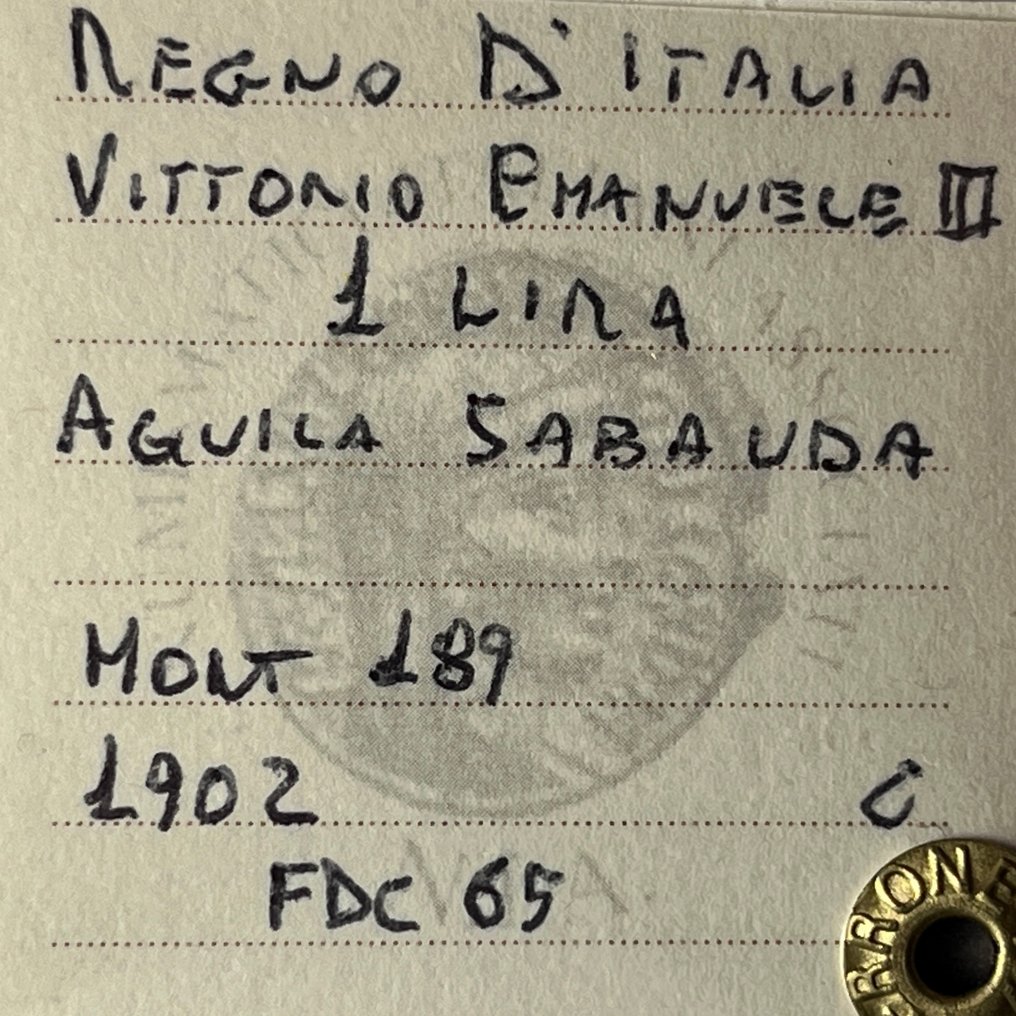 Ιταλία, Βασίλειο Vittorio Emanuele III. 1 Lira 1902 #2.1