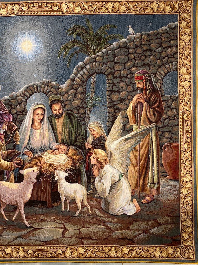San Leucio Exclusive large biblical Gobelin tapestry of the Nativity with the Magi. - Biblical tapestry - 93 cm - 107 cm #3.2