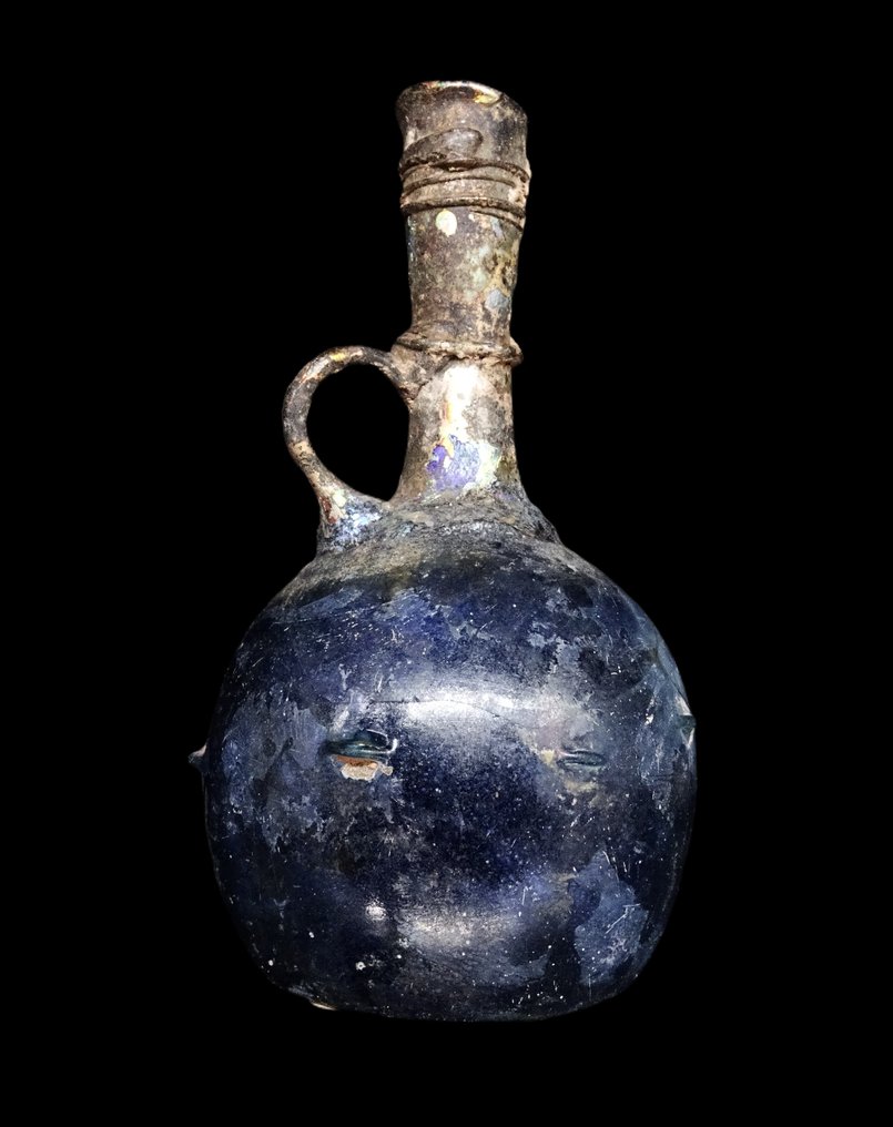 古羅馬 蓝色玻璃罗马瓶,螺旋装饰,公元3世纪 #1.0