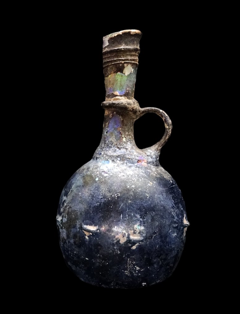 古羅馬 蓝色玻璃罗马瓶,螺旋装饰,公元3世纪 #1.0