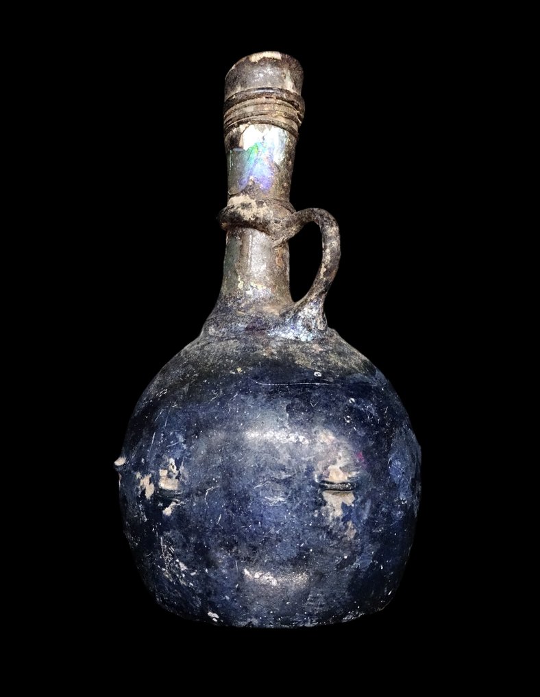 古羅馬 蓝色玻璃罗马瓶,螺旋装饰,公元3世纪 #2.1