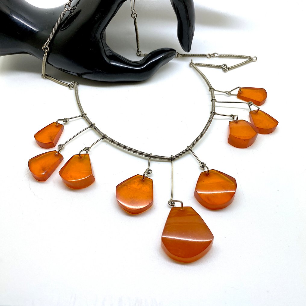 Vintage collar with Baltic amber pendants - Amber - succinite  (No reserve price) #1.0