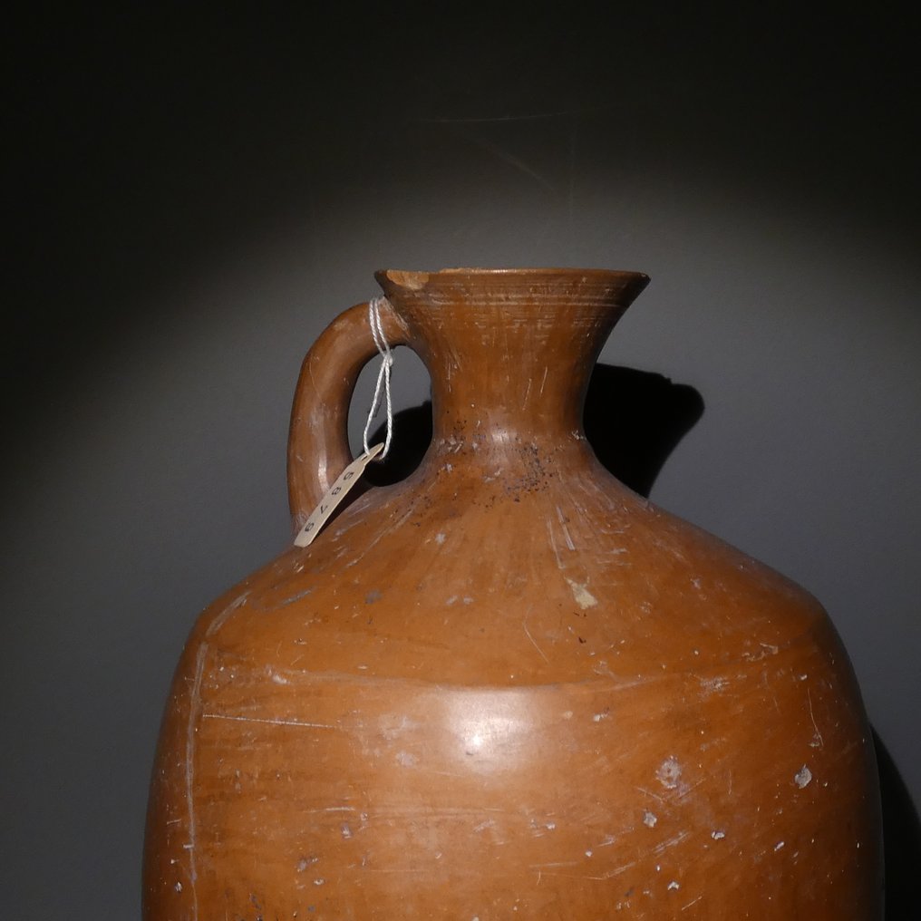 Ancient Egyptian Pottery Jar vessel with handle. 30,5 cm H. Third Inter. P. 1070 - 650 BC #3.2