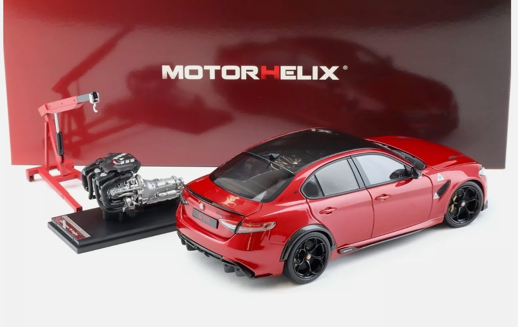 Motorhelix 1:18 - Modell autó - Alfa Romeo Giulia GTA - Rood metallic - Inclusief extra motorblok en motorkraan! - HQ modell! #2.1
