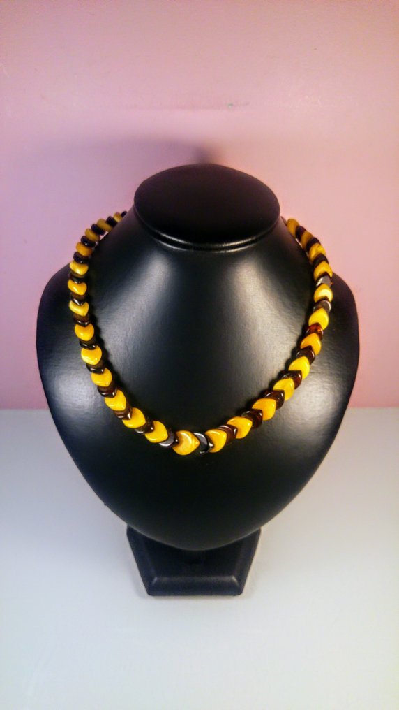 Κολιέ από Βαλτικό Κεχριμπάρι - Κεχριμπάρι - Honey colour - Faceted shaped beads - 45 cm - 1.5 cm (χωρίς τιμή ασφαλείας) #1.0