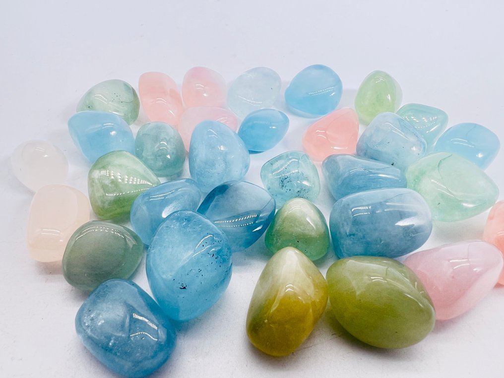 Lot de pierres polies AAA Beryl – Une collection éblouissante de variétés de gemmes Aigue-marine - Morganite - Béryll vert - Béryll jaune- 300 g - (1) #1.0