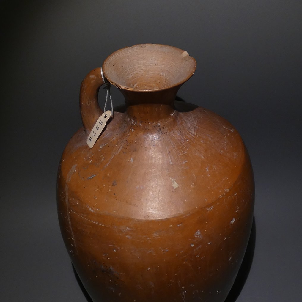 Ancient Egyptian Pottery Jar vessel with handle. 30,5 cm H. Third Inter. P. 1070 - 650 BC #4.3