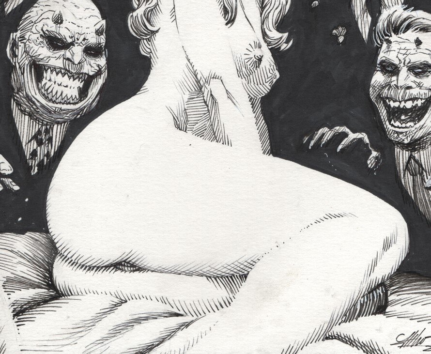 Gambedotti, Atilio - 1 Original drawing - love and monsters-patreon - Working on hell - 2024 #2.1