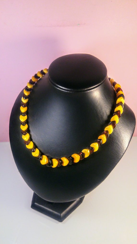 Κολιέ από Βαλτικό Κεχριμπάρι - Κεχριμπάρι - Honey colour - Faceted shaped beads - 45 cm - 1.5 cm (χωρίς τιμή ασφαλείας) #1.0