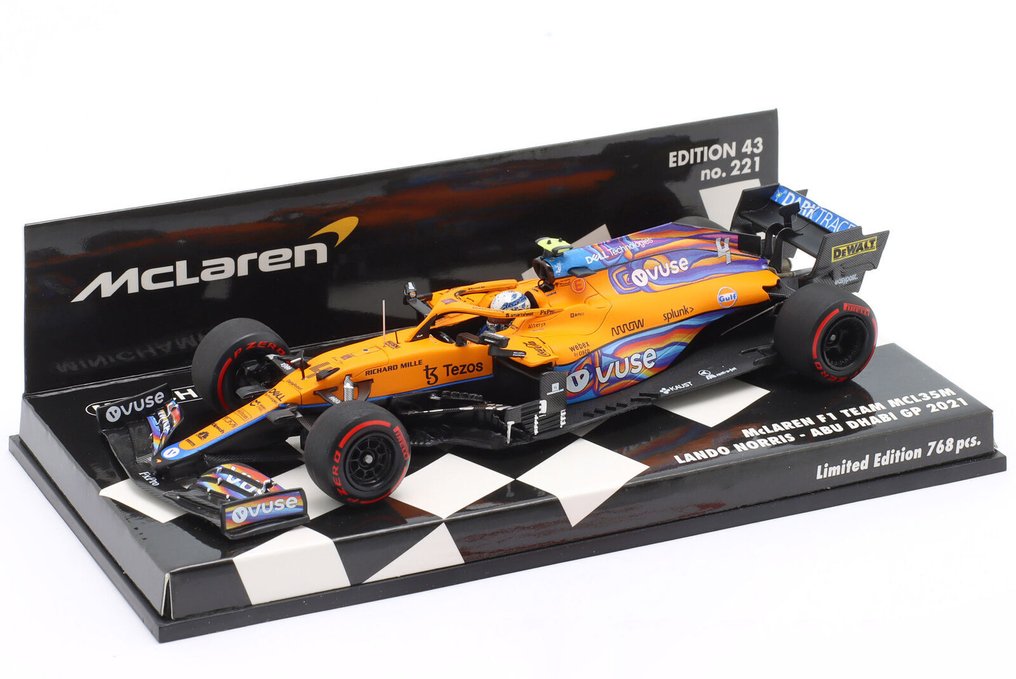 Minichamps 1:43 - Rennwagenmodell - McLaren F1 Team MCL35M Lando Norris Abu Dhabi GP 2021 - Limitierte Edition von 768 Stück. #1.0
