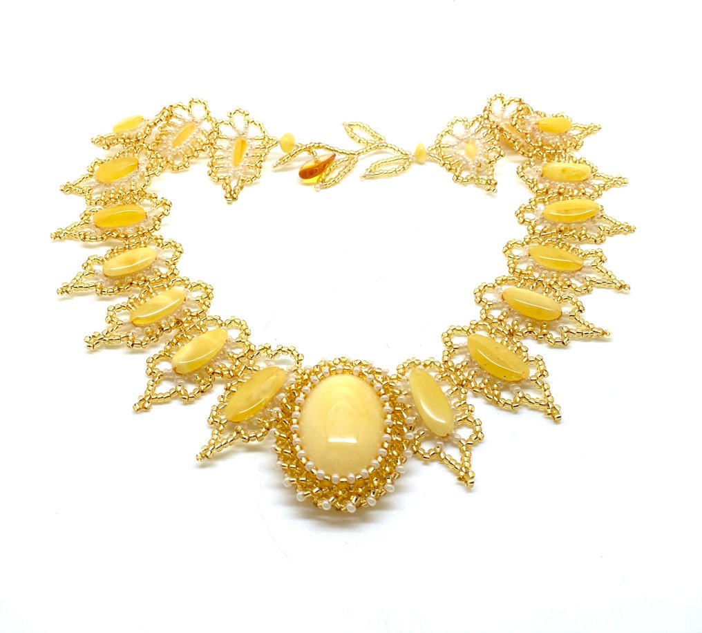 宽领子项链配以天然波罗的海琥珀 - 琥珀 - Succinite #4.3