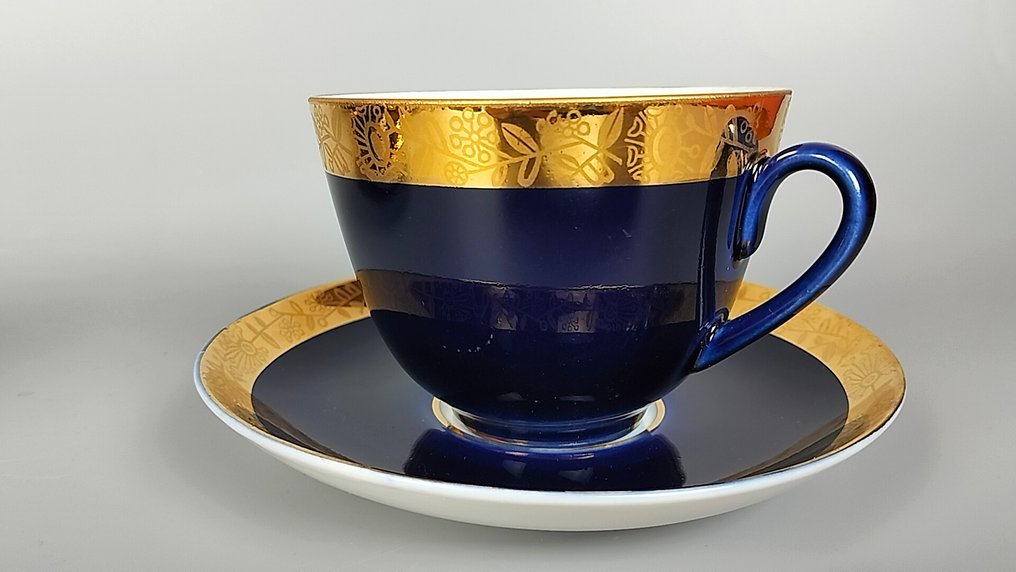 Lomonosov Imperial Porcelain Factory - 茶具 (12) - Cobalt Blue with Golden Frieze - 骨瓷 - 钴蓝色茶具 #2.1