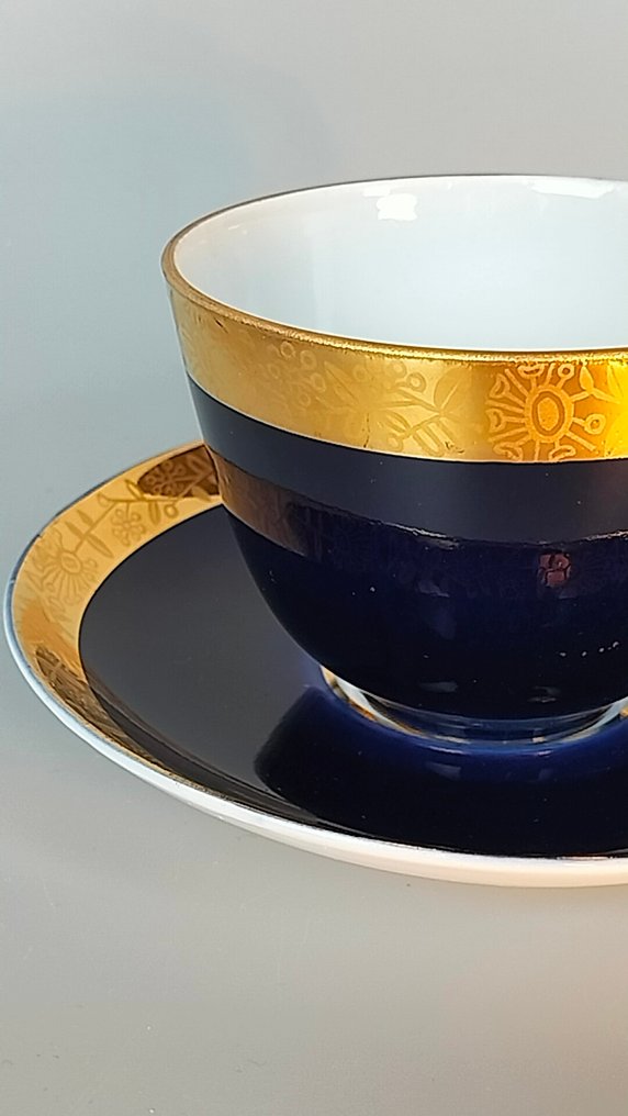 Lomonosov Imperial Porcelain Factory - 茶具 (12) - Cobalt Blue with Golden Frieze - 骨瓷 - 钴蓝色茶具 #1.0