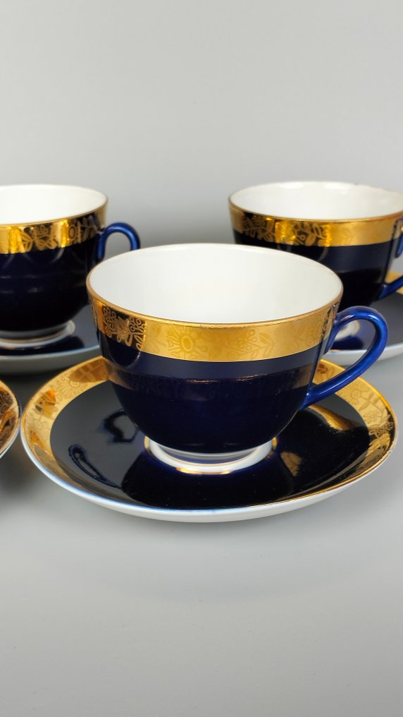 Lomonosov Imperial Porcelain Factory - 茶具 (12) - Cobalt Blue with Golden Frieze - 骨瓷 - 钴蓝色茶具 #4.3