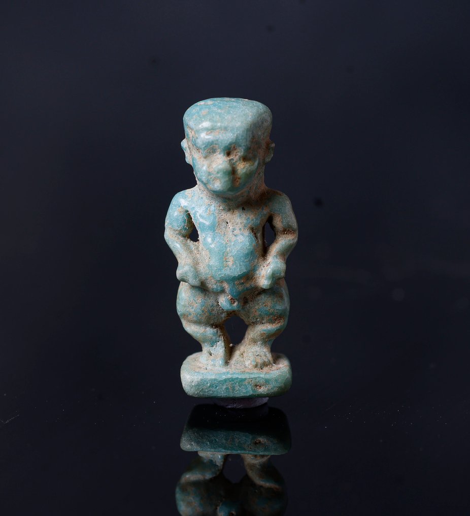 Ancient Egypt Fajans Pataikos amulett - 2.4 cm #1.0