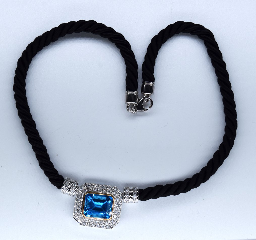 Missoni - Colgante - 18 quilates Oro blanco -  11.50ct. tw. Topacio - Diamante - años 80 #1.2