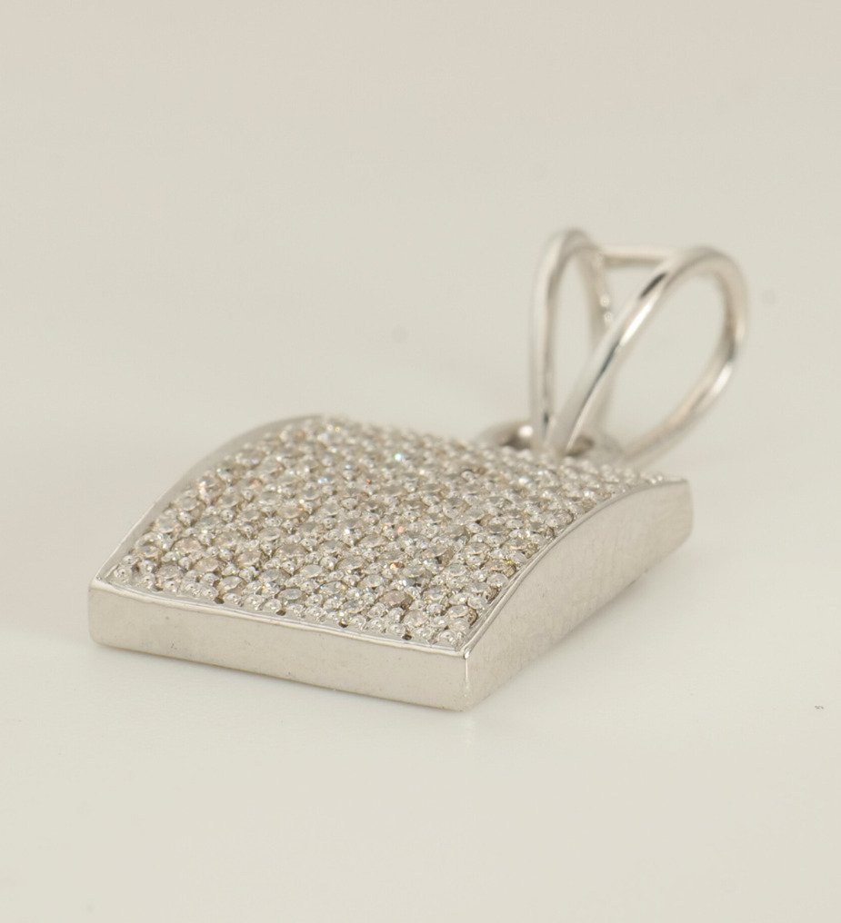 Κρεμαστό κόσμημα - 14 καράτια Λευκός χρυσός -  0.58ct. tw. Διαμάντι (Φυσικό) - Μενταγιόν γάμου σε σχήμα ορθογωνίου. #2.1