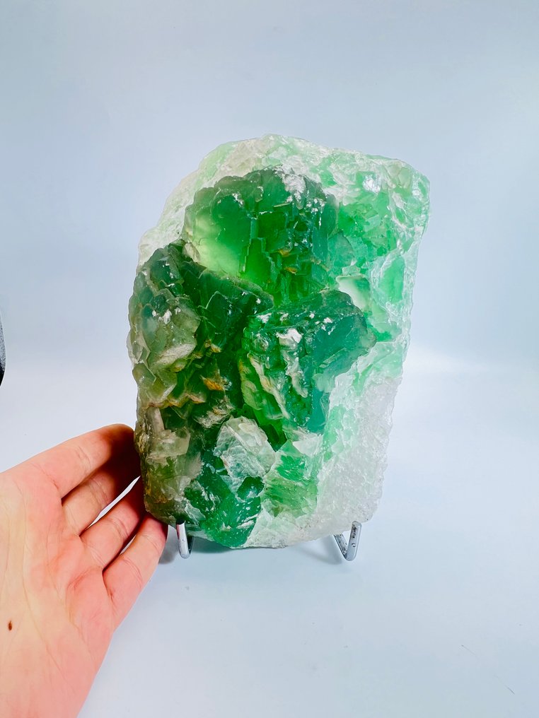 来自中国湖南湘化岭矿的令人惊叹的绿色萤石簇 100%天然 - 无修补 - 高度: 230 mm - 宽度: 200 mm- 7.11 kg - (1) #2.1