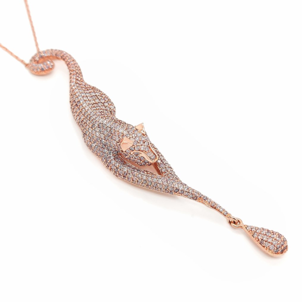 Κρεμαστό κόσμημα - 14 καράτια Ροζ χρυσό -  3.20ct. tw. Ροζ Διαμάντι (Φυσικού χρώματος) #3.2