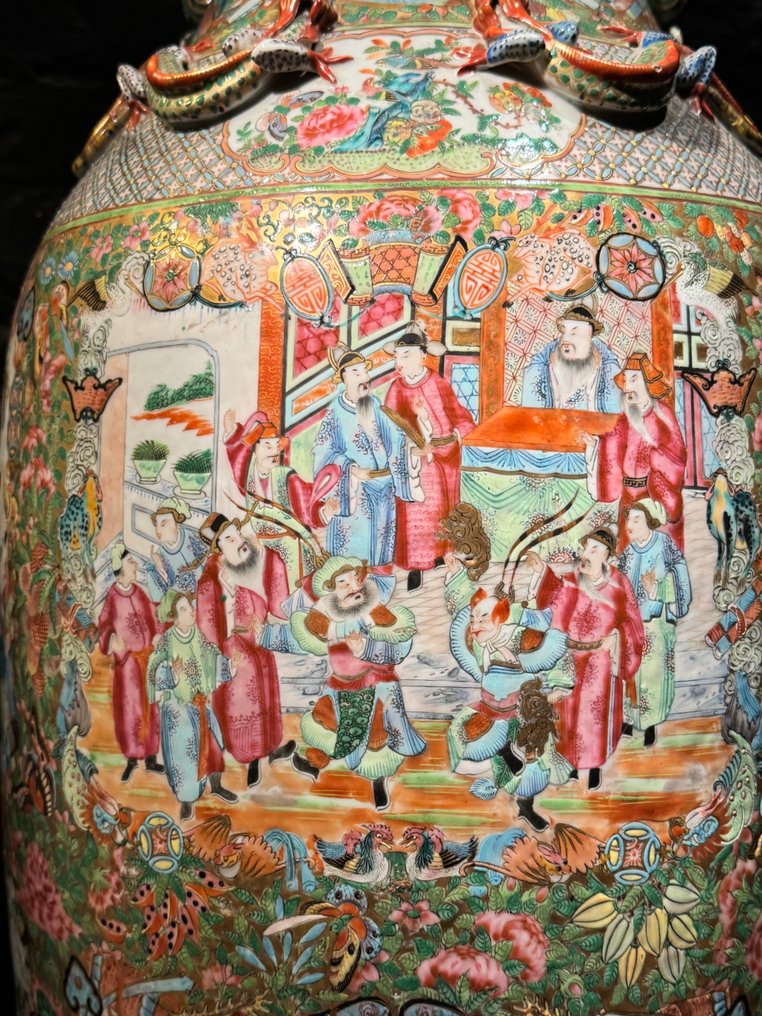 花瓶 - 瓷器 - 中國 - 清朝(1644-1911) - 一对大型(90厘米)中国广彩珐琅地面花瓶 #4.3