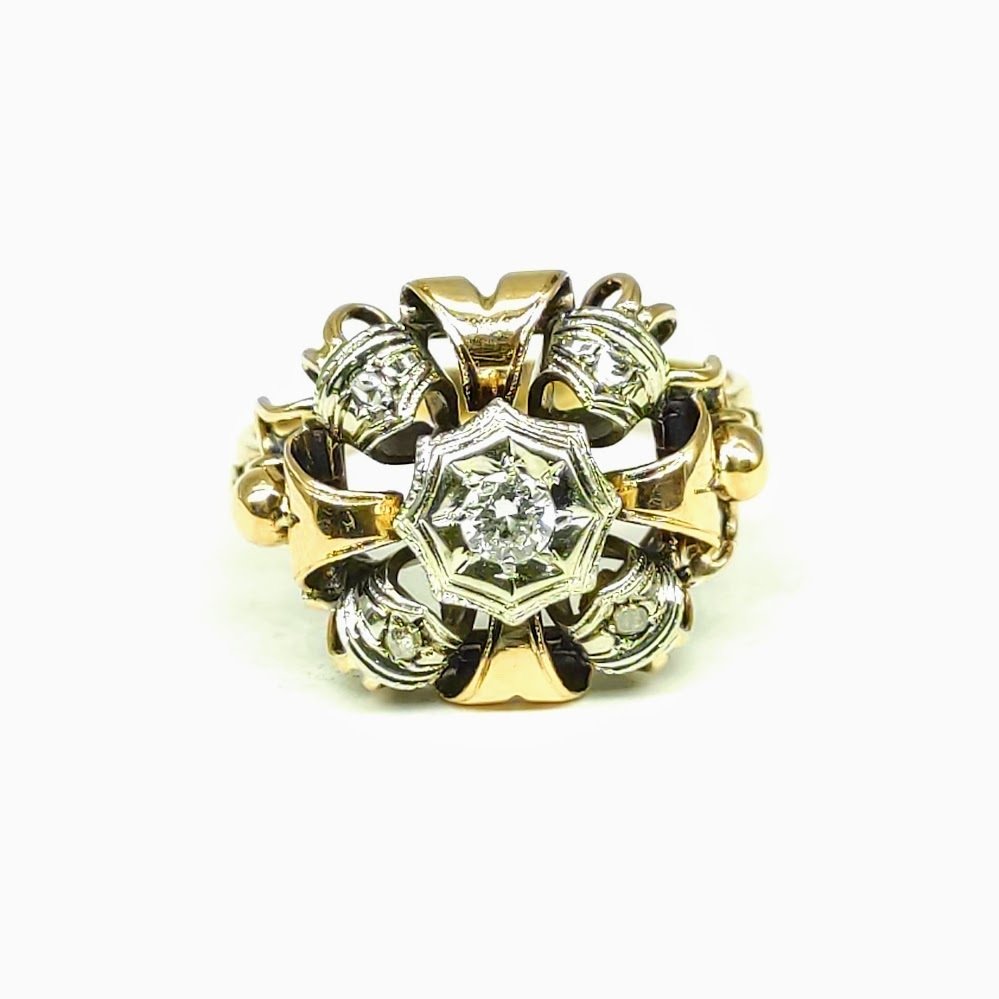 Ring - 18 karaat Geel goud Diamant (Natuurlijk) #1.0