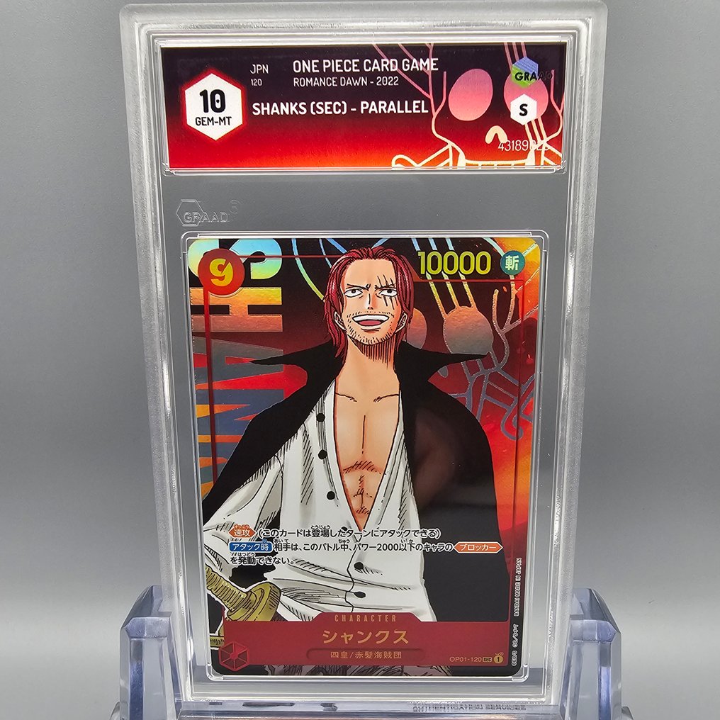 One Piece Graded card - Shanks (Secret) Parallel OP01-120 SEC - Graad 10 #1.0
