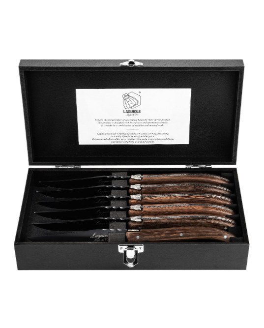 Laguiole - 6x Luxury Steak Knives - Wengé Wood - style de - 餐刀套装 (6) - 不锈钢 #2.1