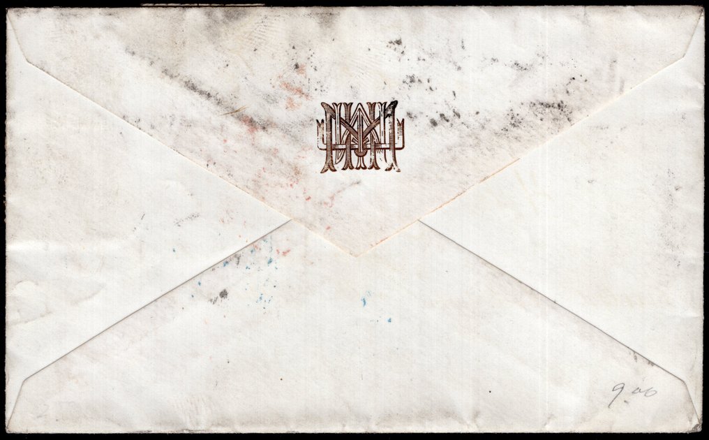 Italian Ancient States - Papal State 1868 - Beautiful four-color franking (5c.+10c.+20c.+80c.) on an envelope from Rome to Boston - Very - Sassone n. 25+26c+28g+30c #1.0