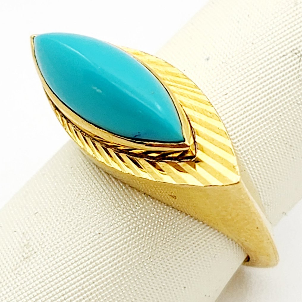 Bague - 18 carats Or jaune - 3.00ct. tw. Turquoise #1.0