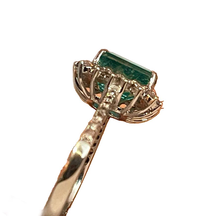 Δαχτυλίδι αρραβώνων - 14 καράτια Λευκός χρυσός -  2.74ct. tw. Σμαράγδι - Διαμάντι - Δαχτυλίδι με σμαράγδια και διαμάντια. #2.1