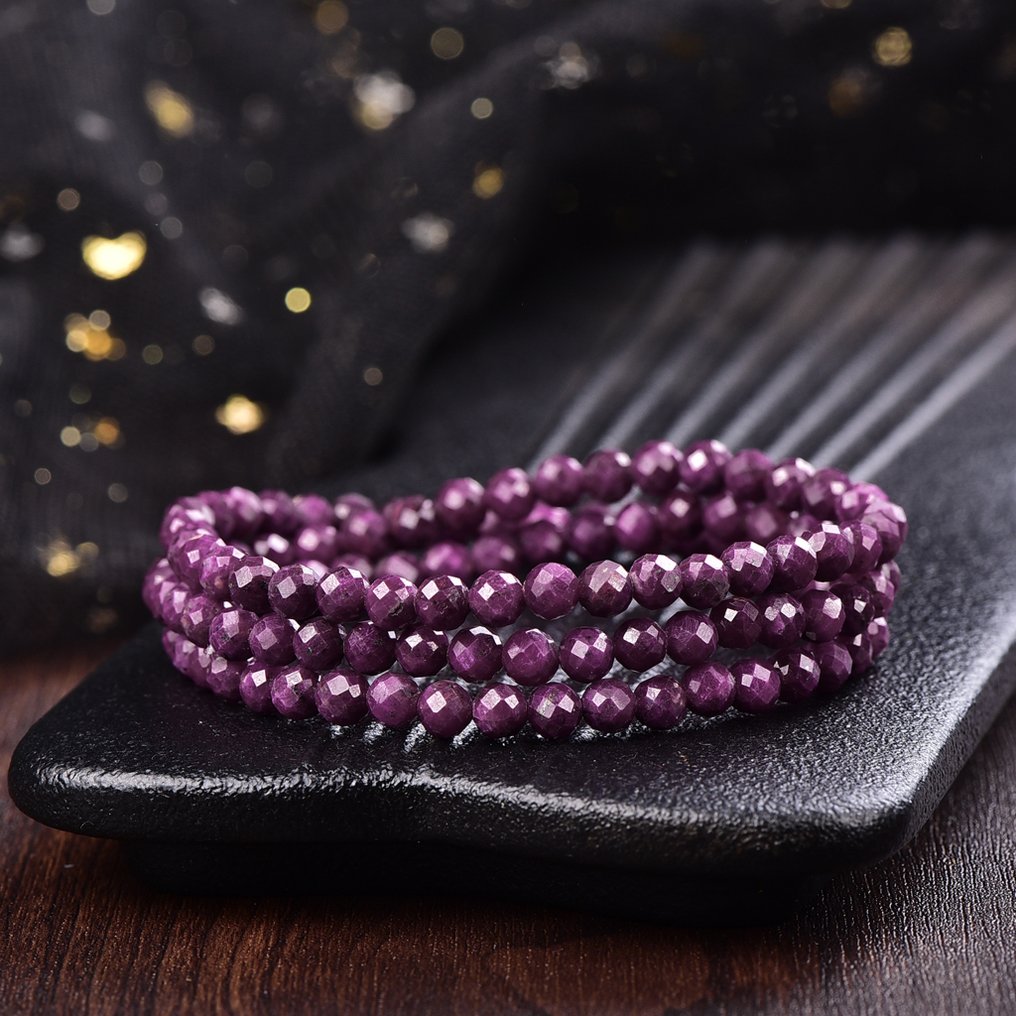 無底價 - ALGT 認證 - 天然獨家紅寶石串 - 紫色紅寶石的精緻美- 23.82 g #3.2