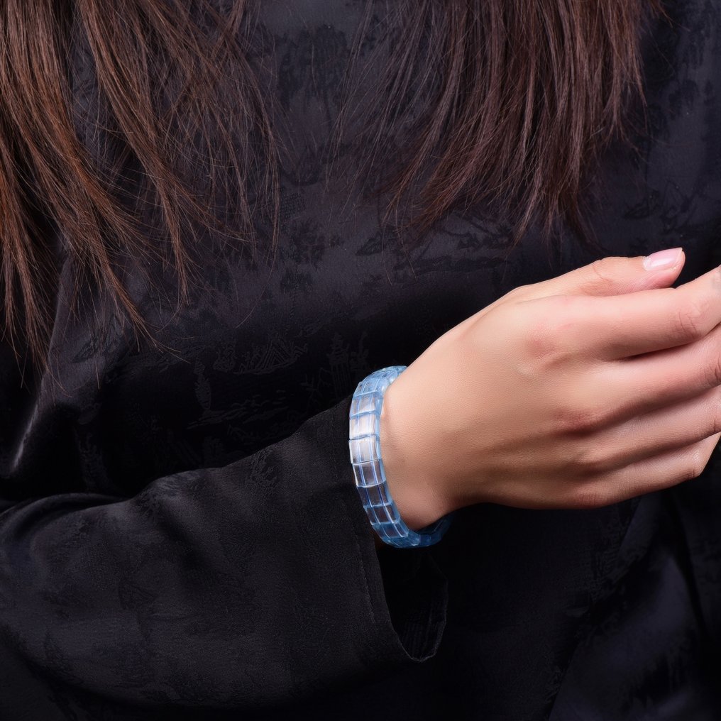 无保留 - ALGT 认证 - 天然海蓝宝石手链 精心挑选的完美宝石- 20.17 g #1.0