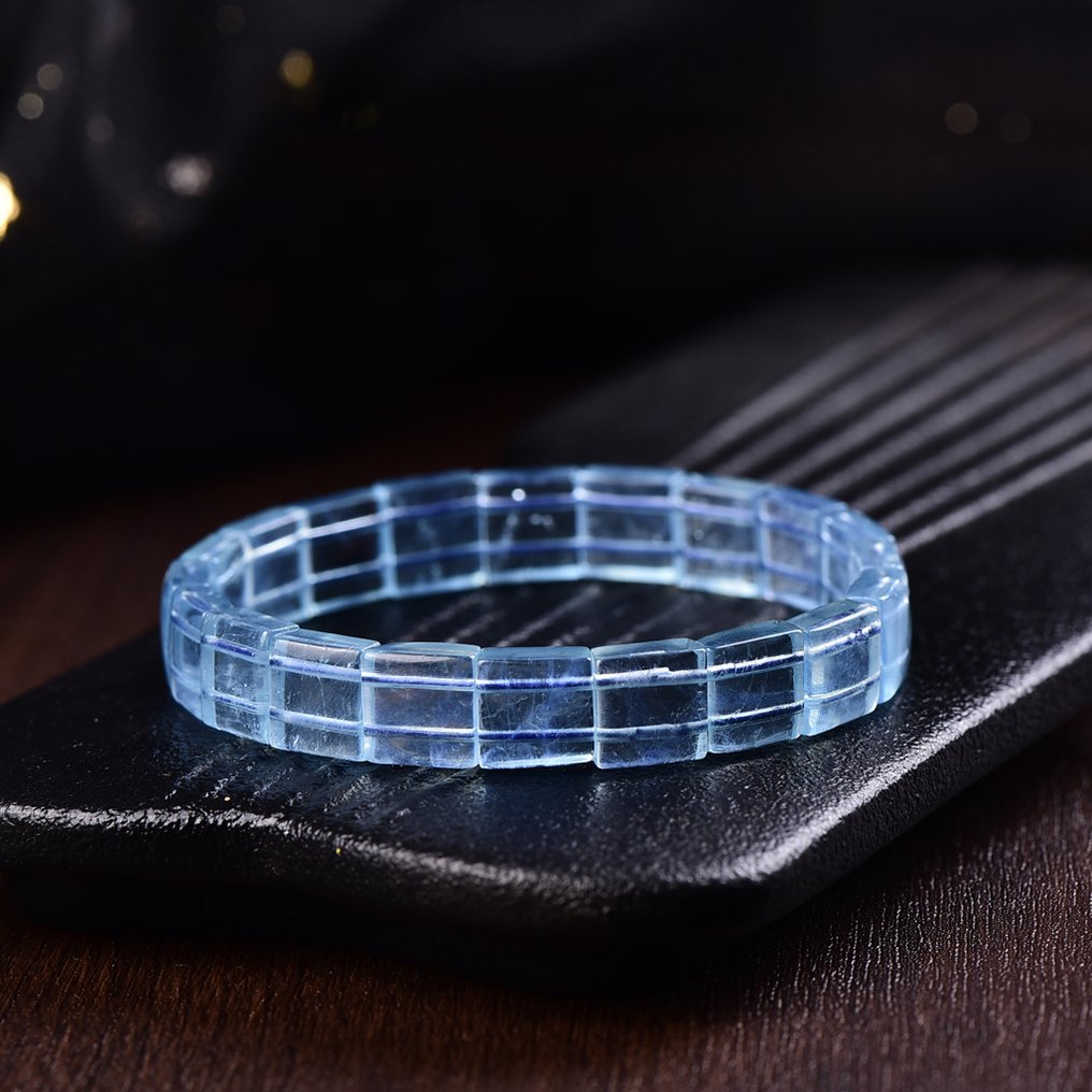 无底价 - ALGT 认证 - 天然海蓝宝石手链 - 手工挑选的完美宝石- 16.48 g #1.0