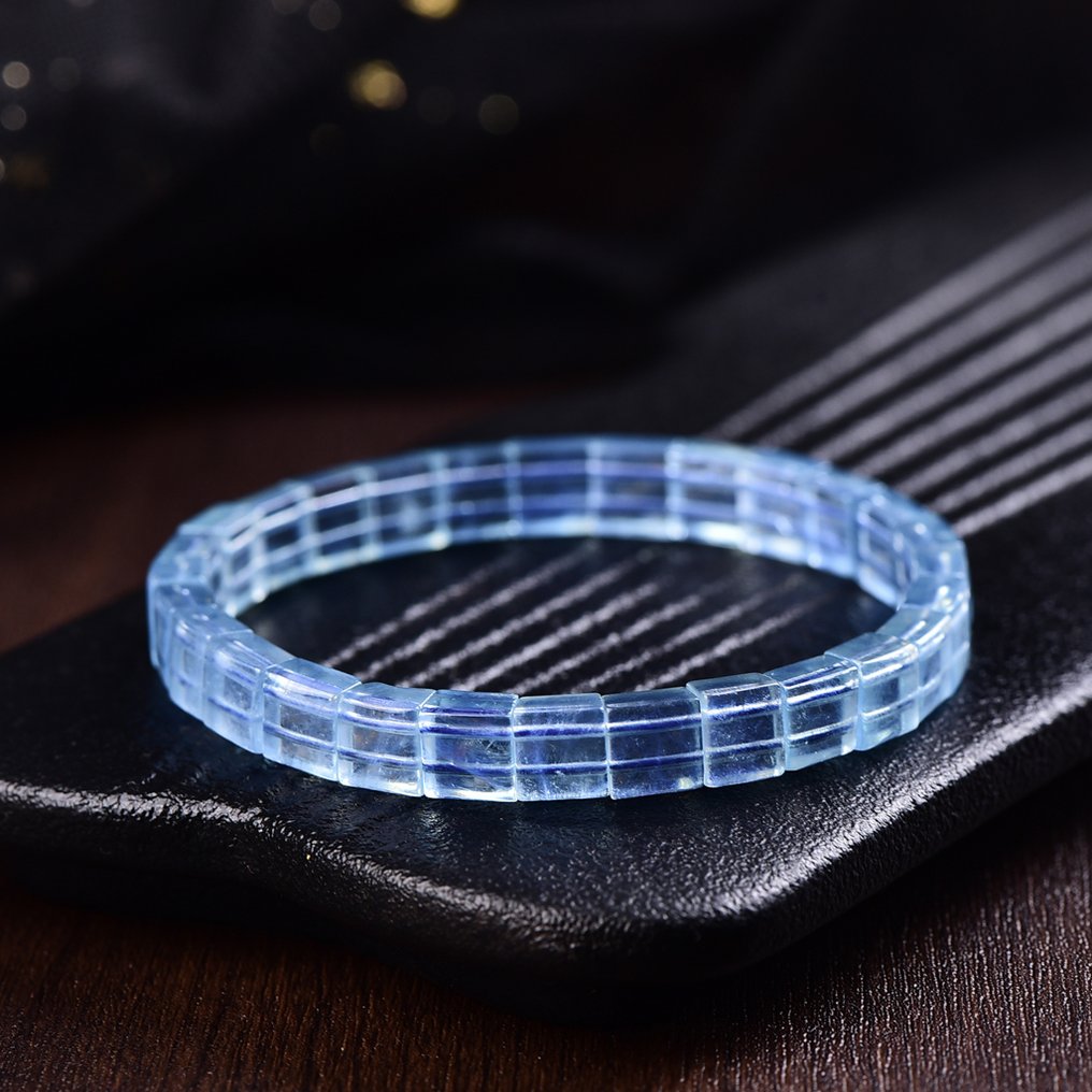 No Reserve - Πιστοποιημένο ALGT - Φυσικό βραχιόλι Aquamarine - Διαλεγμένες στο χέρι Άψογες Πέτρες- 8.38 g #1.0