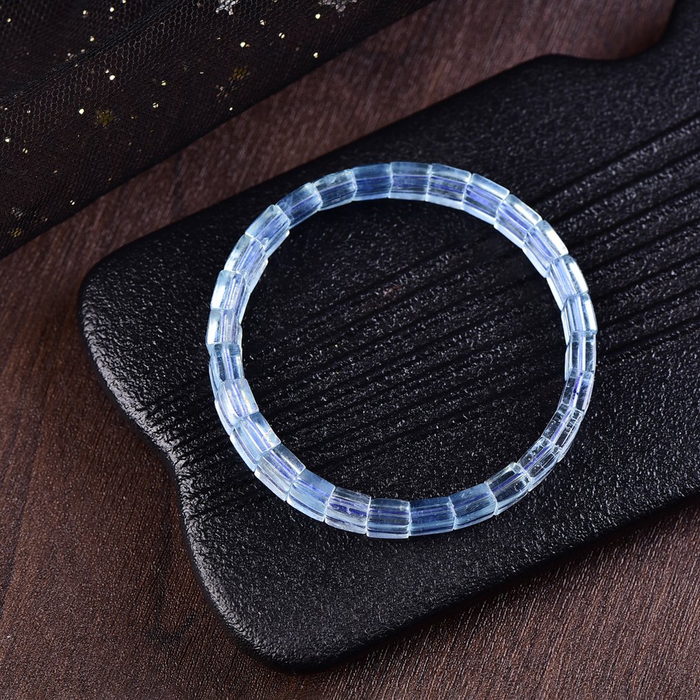 No Reserve - ALGT Certified - Natural Aquamarine Bracelet - Hand-selected Impeccable Stones- 14.18 g #4.3