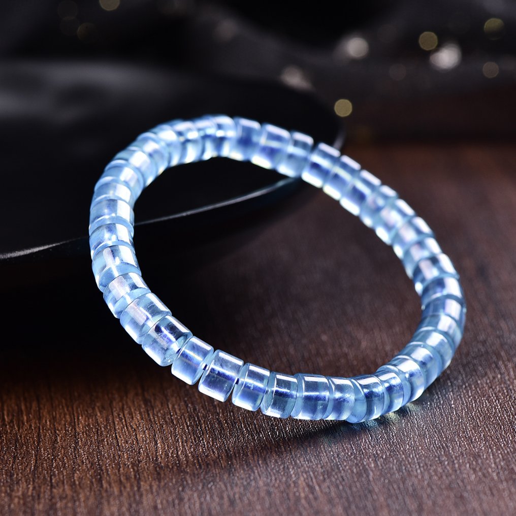 No Reserve - ALGT-sertifioitu - Natural Aquamarine Rannekoru - Käsin valitut Impeccable Stones- 16.8 g #1.0