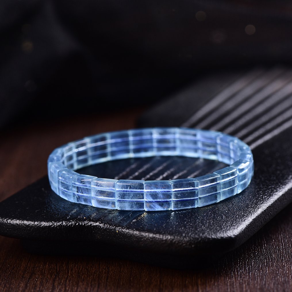 无底价 - ALGT 认证 - 天然海蓝宝石手链 - 手工挑选的完美宝石- 14.29 g #3.2